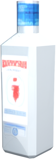 A low-poly Beefeater bottle, the game's keep-and-retry consumable
